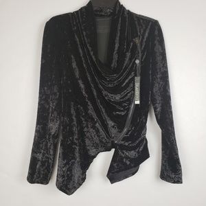 NWT Blank NYC Blk Crushed Velvet Assym Zip Jacket